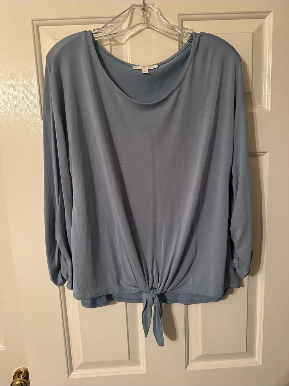 new directions Dusty Blue Front-Tie Women's Blouse